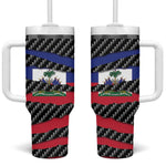 Black Haitians Beast Tumbler With Handle Ripped Flag Graphic - African Pride
