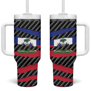 Black Haitians Beast Tumbler With Handle Ripped Flag Graphic - African Pride