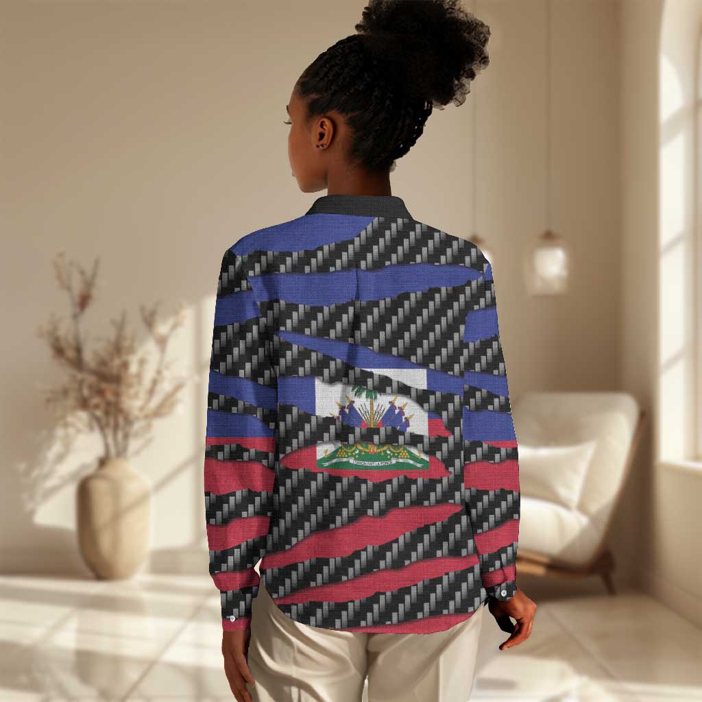 Black Haitians Beast Women Casual Shirt Ripped Flag Graphic - African Pride