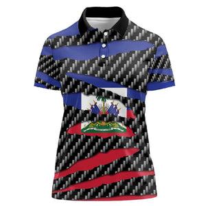 Black Haitians Beast Women Polo Shirt Ripped Flag Graphic - African Pride