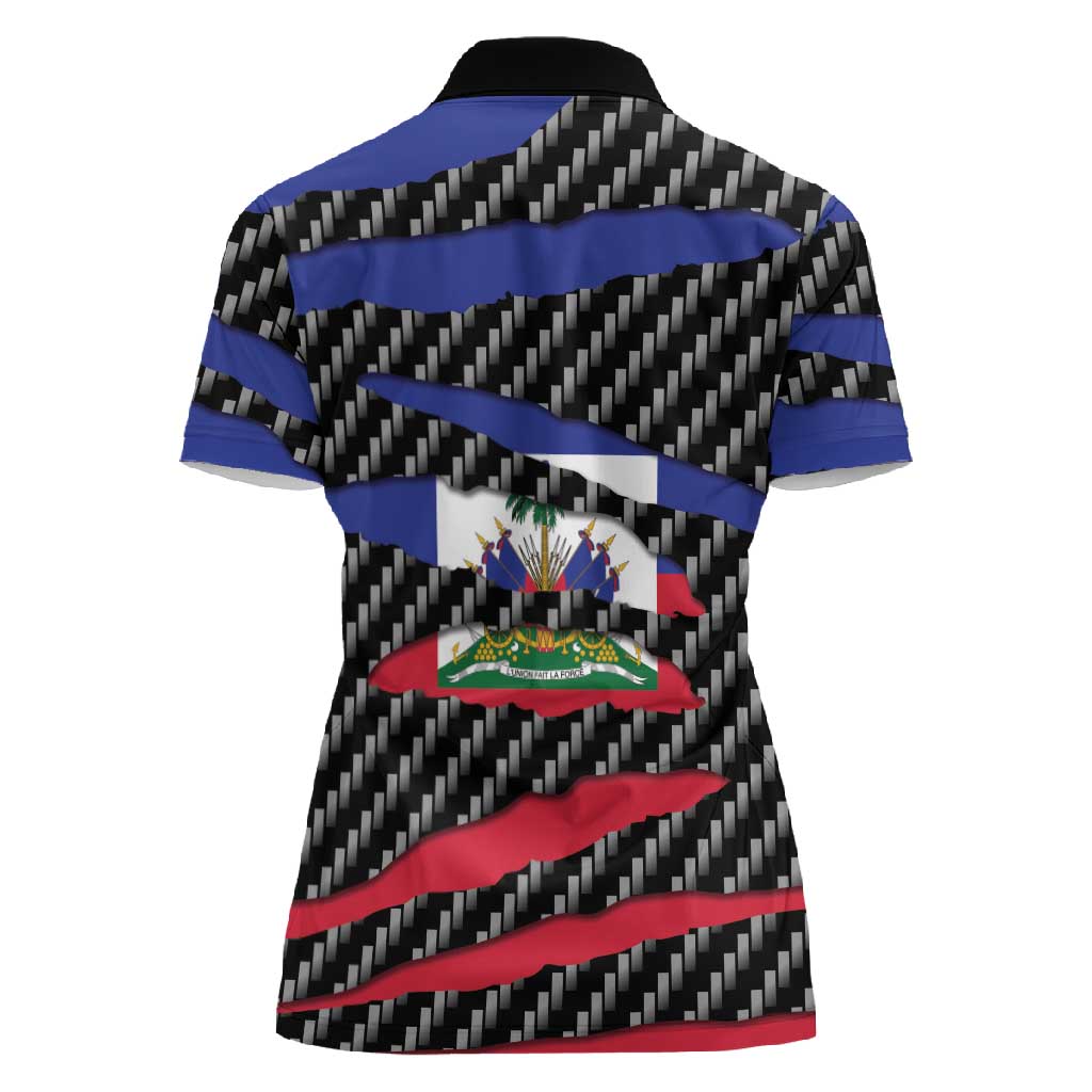Black Haitians Beast Women Polo Shirt Ripped Flag Graphic LT19