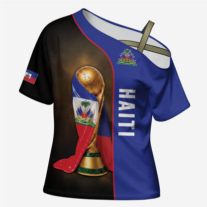 Personalized Afro Haiti Football 2026 Cross Shoulder Shirt Trophy Flag Pride Art