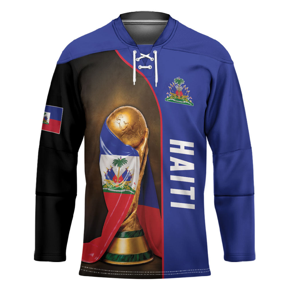 Personalized Afro Haiti Football 2026 Hockey Jersey Trophy Flag Pride Art
