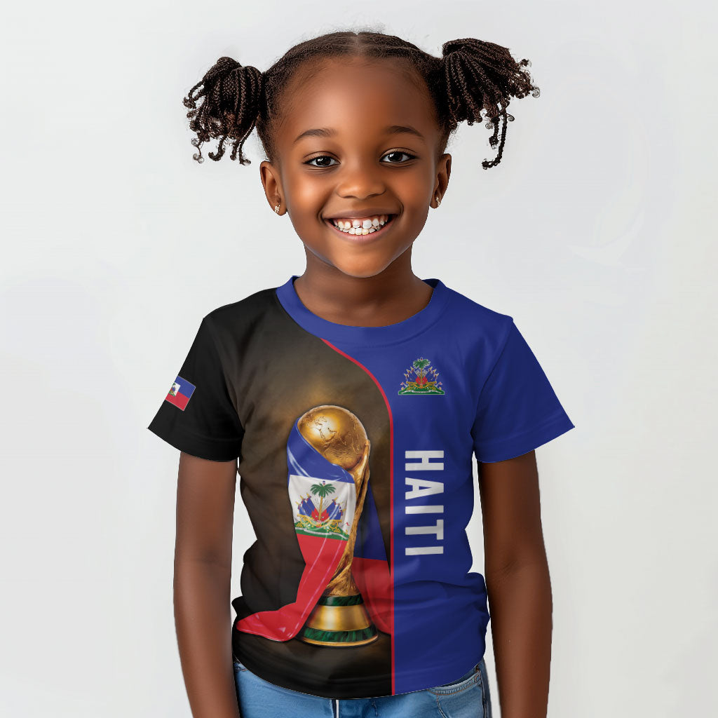Personalized Afro Haiti Football 2026 Kid T shirt Trophy Flag Pride Art