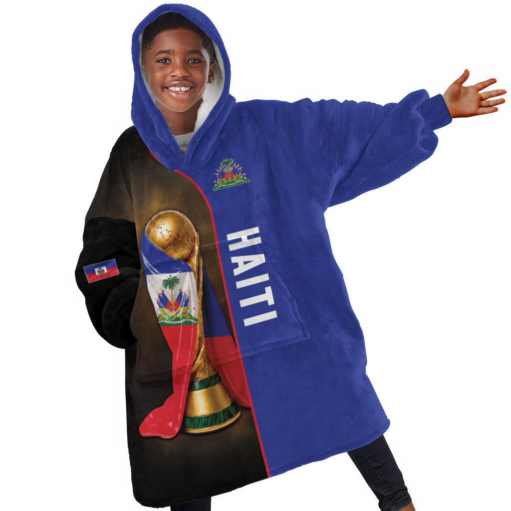 Personalized Afro Haiti Football 2026 Kid Wearable Blanket Hoodie Trophy Flag Pride Art