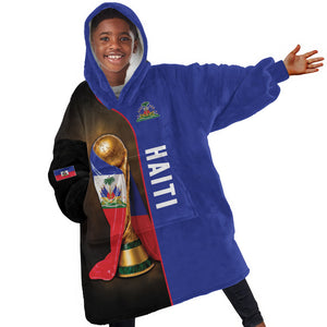 Personalized Afro Haiti Football 2026 Kid Wearable Blanket Hoodie Trophy Flag Pride Art