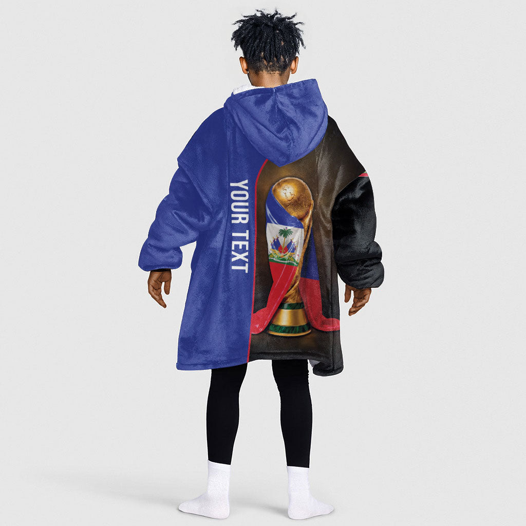 Personalized Afro Haiti Football 2026 Kid Wearable Blanket Hoodie Trophy Flag Pride Art