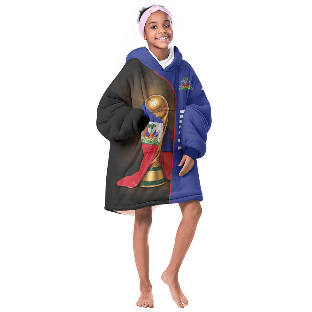Personalized Afro Haiti Football 2026 Kid Wearable Blanket Hoodie Trophy Flag Pride Art