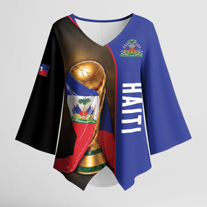 Personalized Afro Haiti Football 2026 Kimono Sleeve Blouse Trophy Flag Pride Art