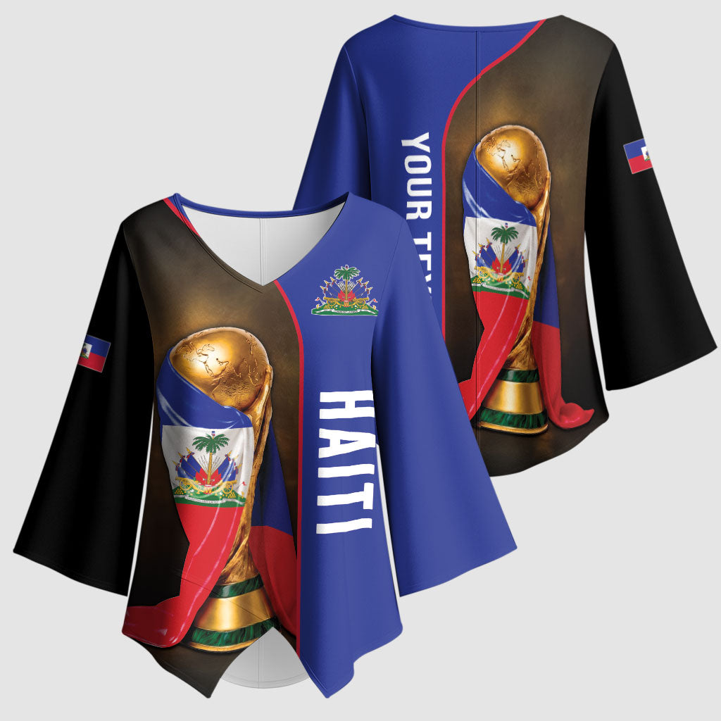 Personalized Afro Haiti Football 2026 Kimono Sleeve Blouse Trophy Flag Pride Art