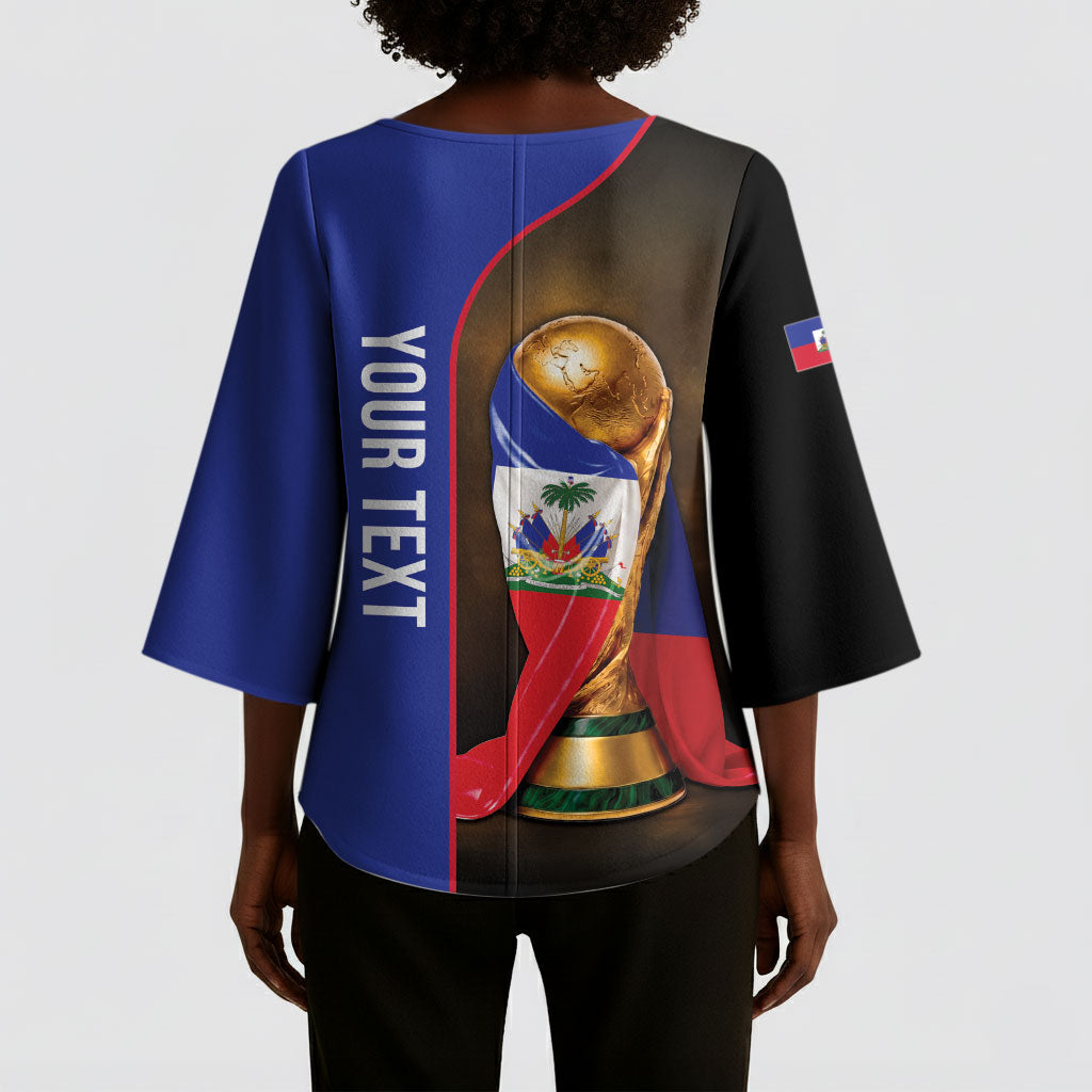 Personalized Afro Haiti Football 2026 Kimono Sleeve Blouse Trophy Flag Pride Art