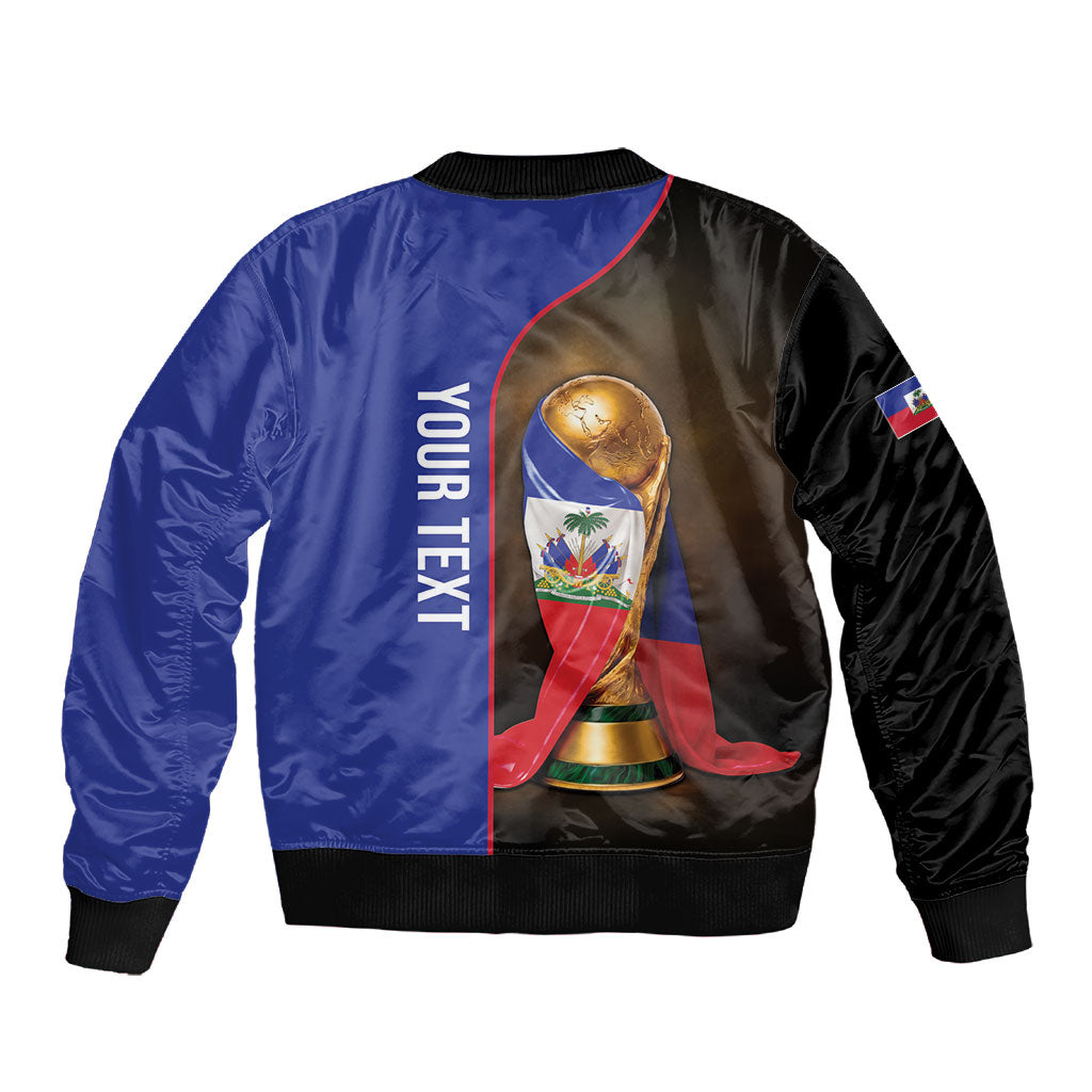 Personalized Afro Haiti Football 2026 Sleeve Zip Bomber Jacket Trophy Flag Pride Art