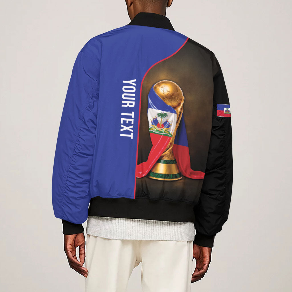 Personalized Afro Haiti Football 2026 Sleeve Zip Bomber Jacket Trophy Flag Pride Art