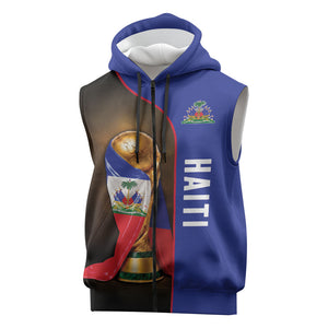 Personalized Afro Haiti Football 2026 Sleeveless Zip Hoodie Trophy Flag Pride Art