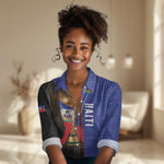 Personalized Afro Haiti Football 2026 Women Casual Shirt Trophy Flag Pride Art