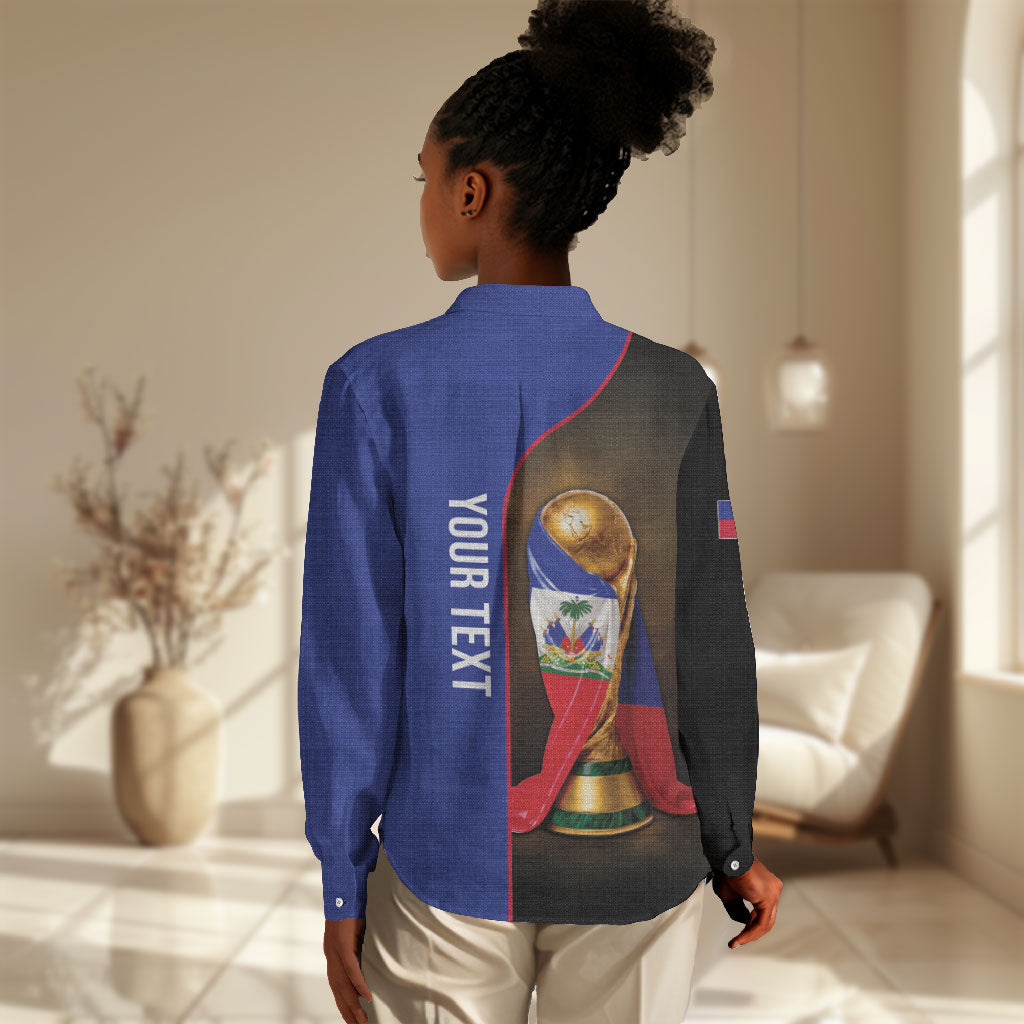 Personalized Afro Haiti Football 2026 Women Casual Shirt Trophy Flag Pride Art