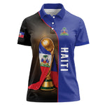 Personalized Afro Haiti Football 2026 Women Polo Shirt Trophy Flag Pride Art