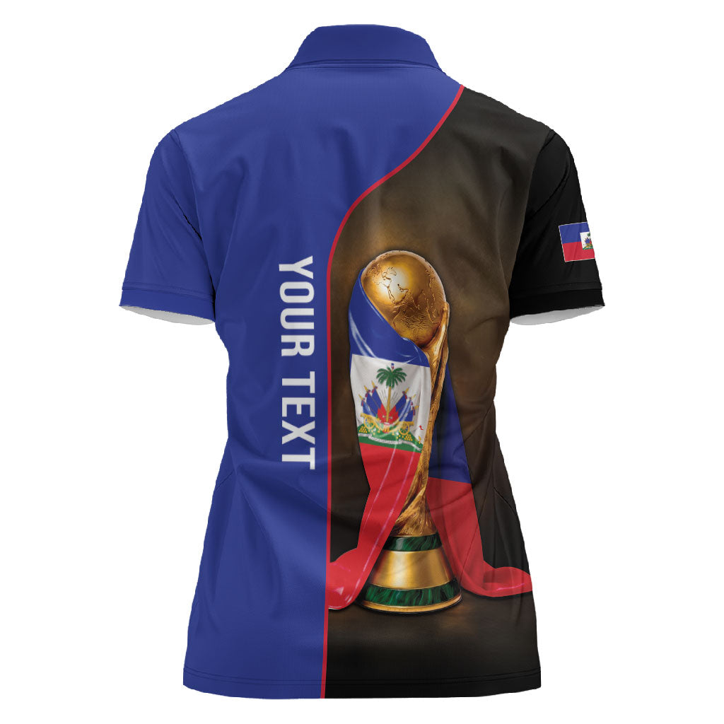 Personalized Afro Haiti Football 2026 Women Polo Shirt Trophy Flag Pride Art