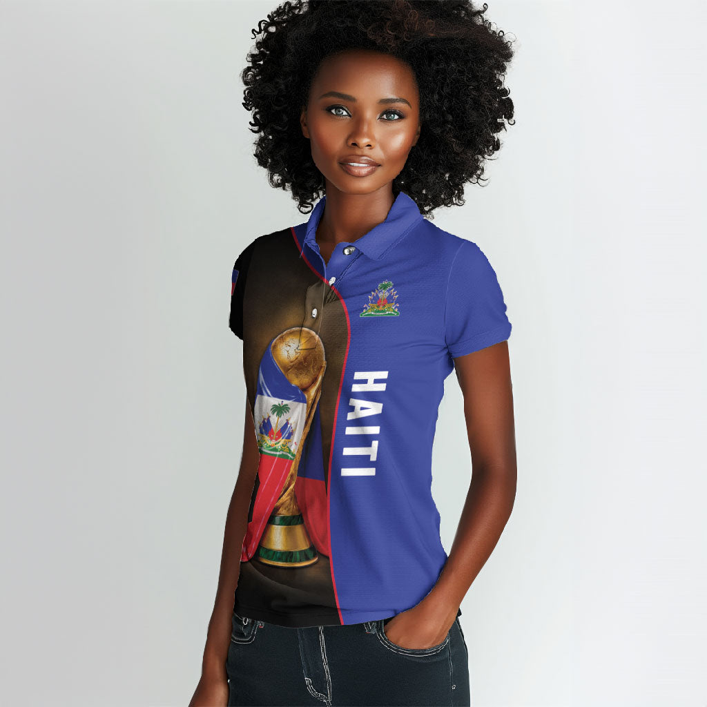 Personalized Afro Haiti Football 2026 Women Polo Shirt Trophy Flag Pride Art