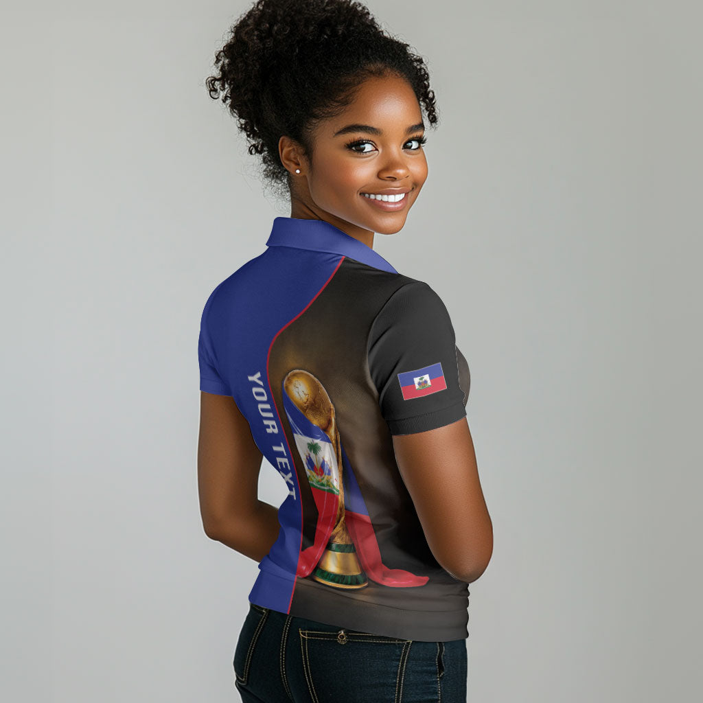 Personalized Afro Haiti Football 2026 Women Polo Shirt Trophy Flag Pride Art