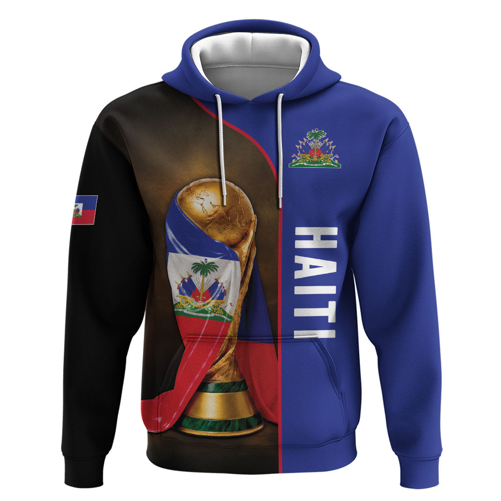 Personalized Afro Haiti Football 2026 Zip Hoodie Trophy Flag Pride Art