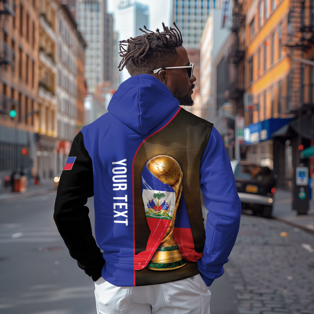 Personalized Afro Haiti Football 2026 Zip Hoodie Trophy Flag Pride Art