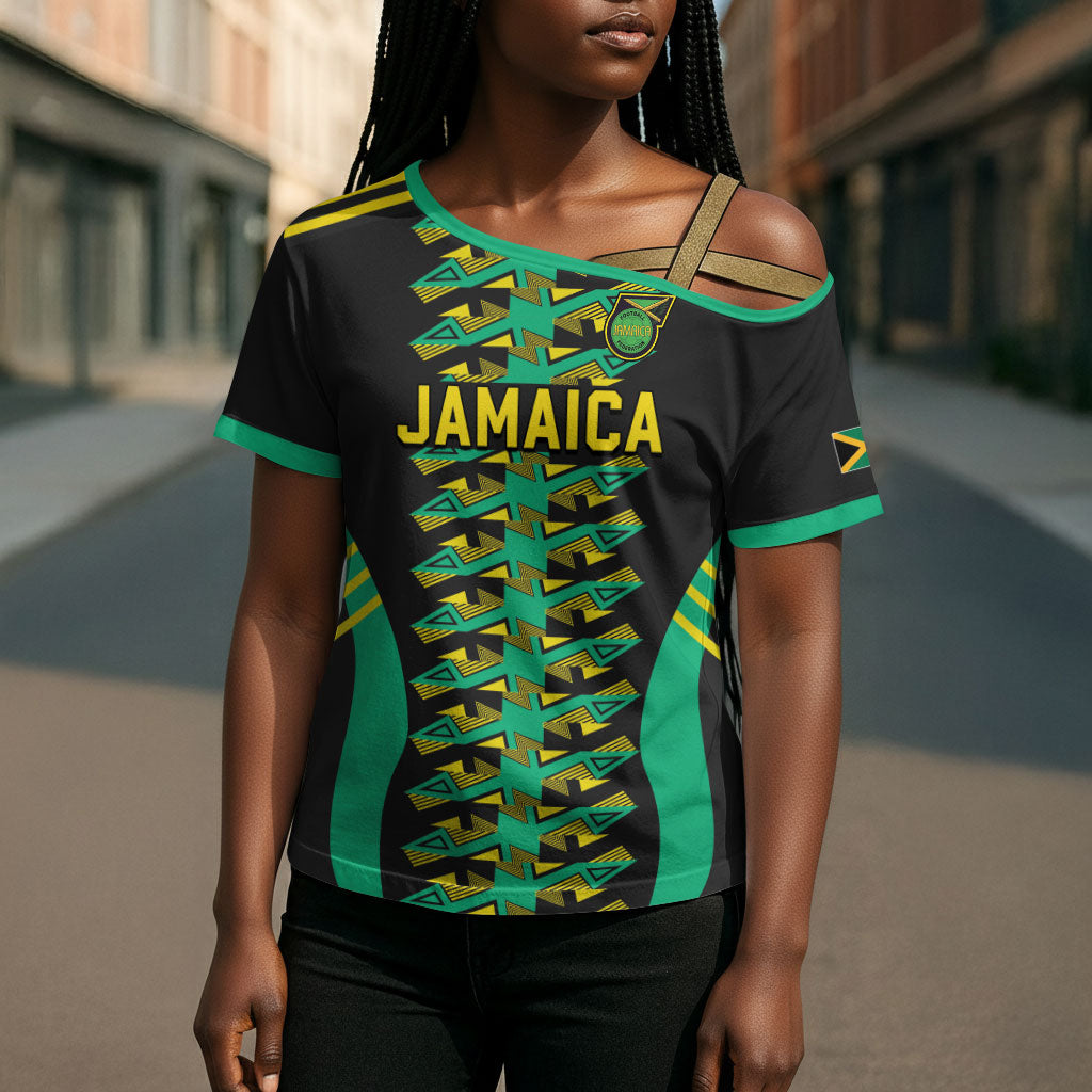 Custom Afro-Jamaicans Football Cross Shoulder Shirt Reggae Boyz Tribal Glory