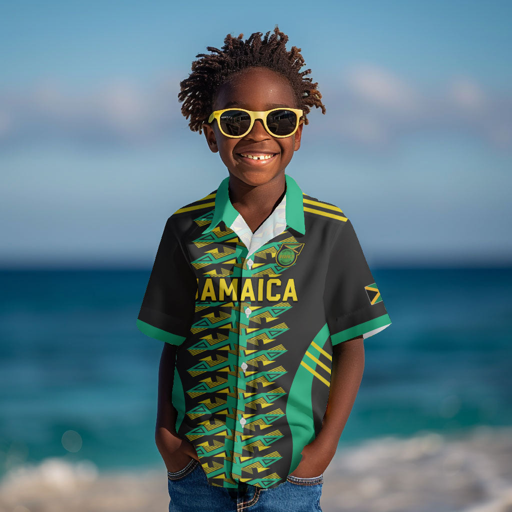 Custom Afro-Jamaicans Football Kid Hawaiian Shirt Reggae Boyz Tribal Glory