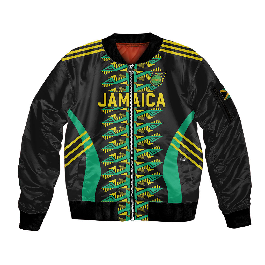 Custom Afro-Jamaicans Football Sleeve Zip Bomber Jacket Reggae Boyz Tribal Glory