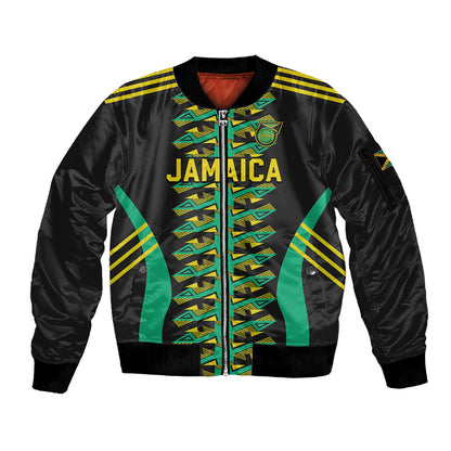 Custom Afro-Jamaicans Football Sleeve Zip Bomber Jacket Reggae Boyz Tribal Glory