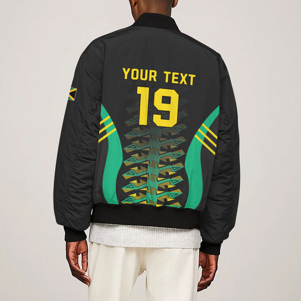 Custom Afro-Jamaicans Football Sleeve Zip Bomber Jacket Reggae Boyz Tribal Glory
