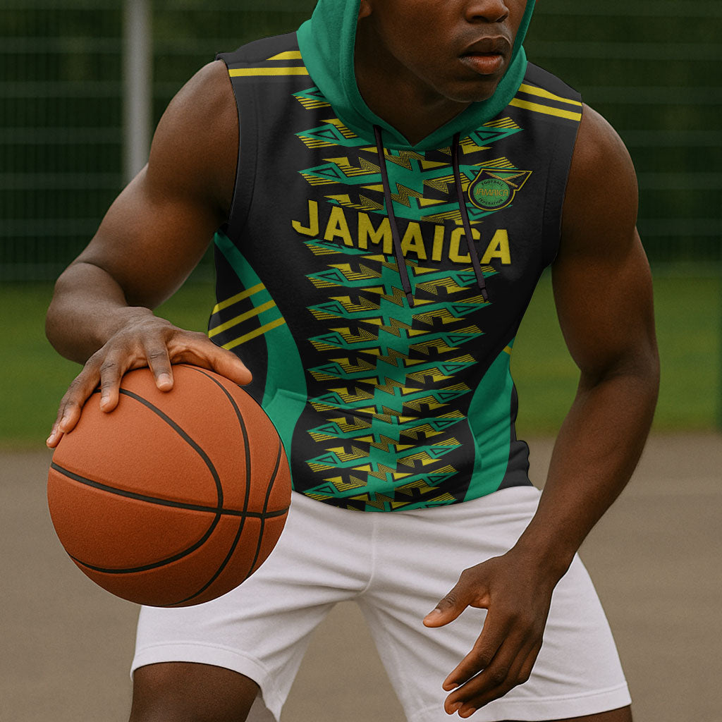Custom Afro-Jamaicans Football Sleeveless Hoodie Reggae Boyz Tribal Glory