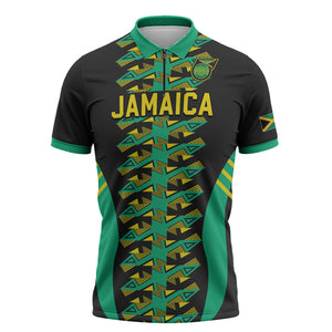 Custom Afro-Jamaicans Football Zipper Polo Shirt Reggae Boyz Tribal Glory