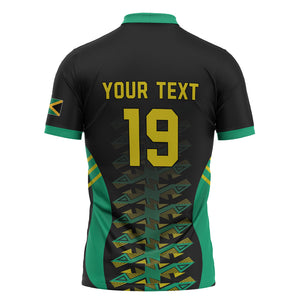 Custom Afro-Jamaicans Football Zipper Polo Shirt Reggae Boyz Tribal Glory