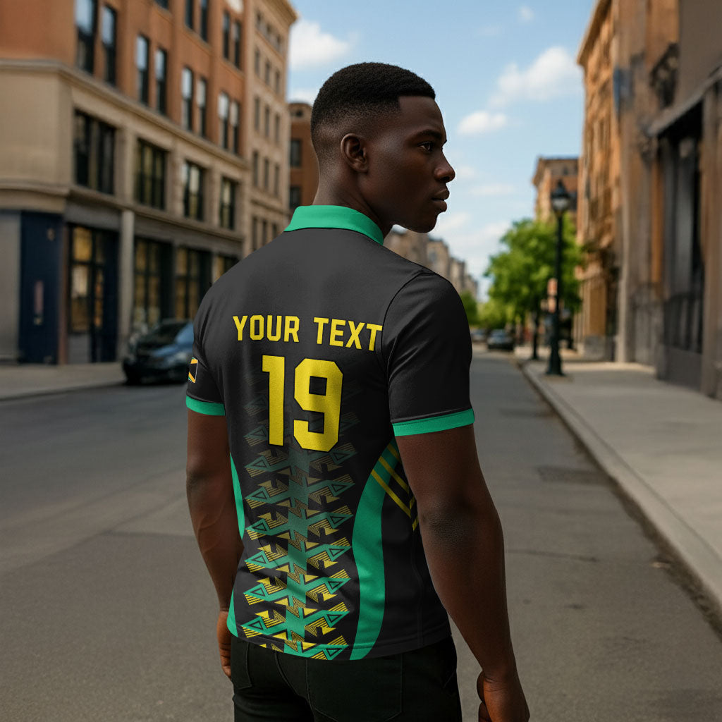 Custom Afro-Jamaicans Football Zipper Polo Shirt Reggae Boyz Tribal Glory
