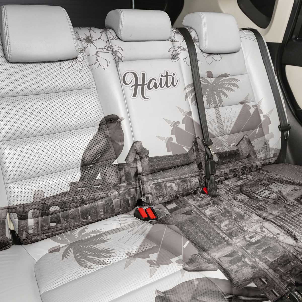Afro-Haitians Citadelle Laferriere Back Car Seat Cover Hispaniolan Trogon and Plumeria - African Pride