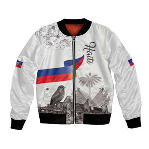 Afro-Haitians Citadelle Laferriere Bomber Jacket Hispaniolan Trogon and Plumeria - African Pride