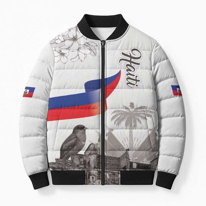 Afro-Haitians Citadelle Laferriere Bomber Puffer Jacket Hispaniolan Trogon and Plumeria