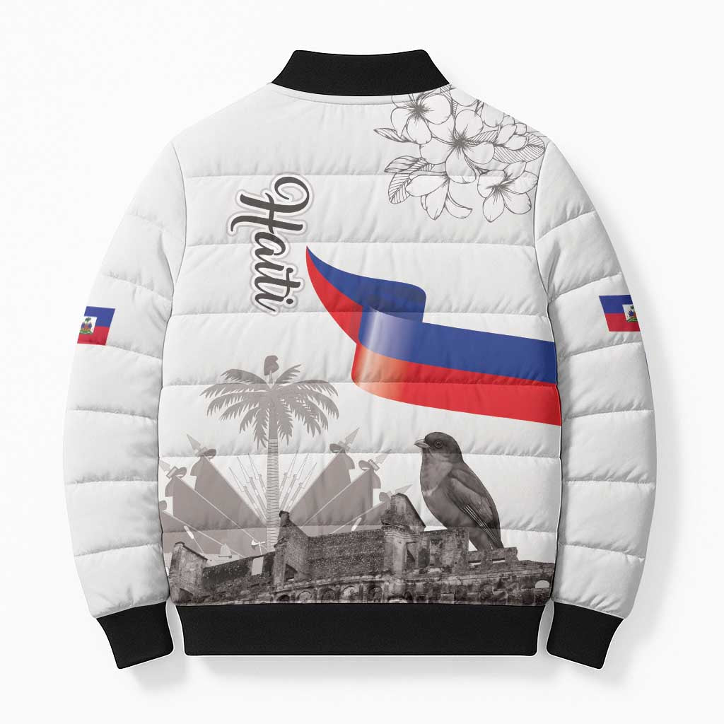 Afro-Haitians Citadelle Laferriere Bomber Puffer Jacket Hispaniolan Trogon and Plumeria