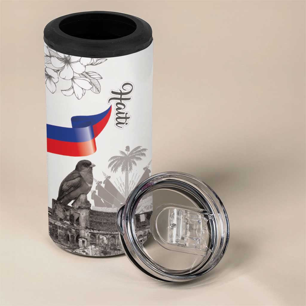 Afro-Haitians Citadelle Laferriere 4 in 1 Can Cooler Tumbler Hispaniolan Trogon and Plumeria - African Pride