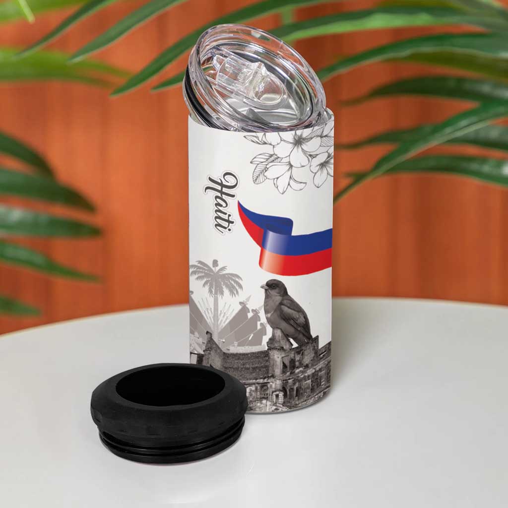 Afro-Haitians Citadelle Laferriere 4 in 1 Can Cooler Tumbler Hispaniolan Trogon and Plumeria - African Pride