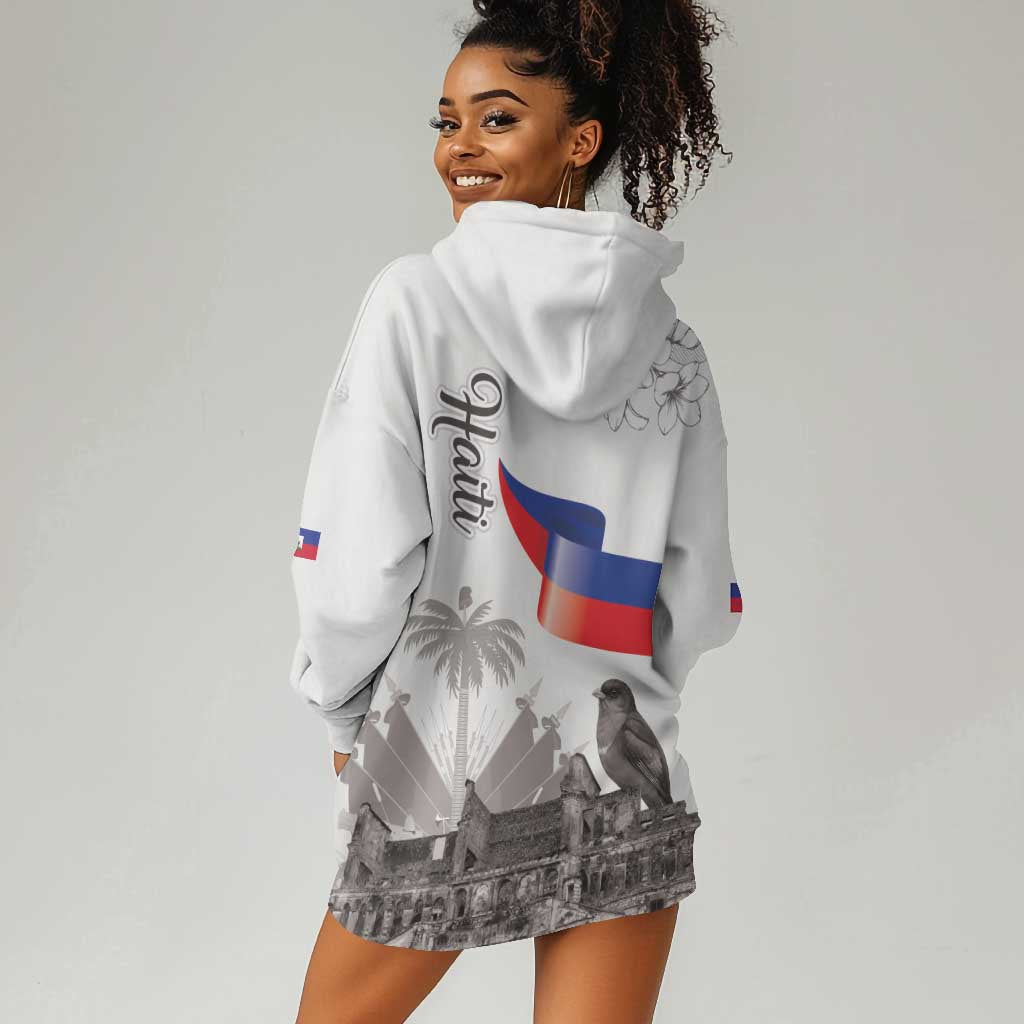 Afro-Haitians Citadelle Laferriere Hoodie Dress Hispaniolan Trogon and Plumeria - African Pride