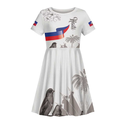 Afro-Haitians Citadelle Laferriere Kid Short Sleeve Dress Hispaniolan Trogon and Plumeria LT19