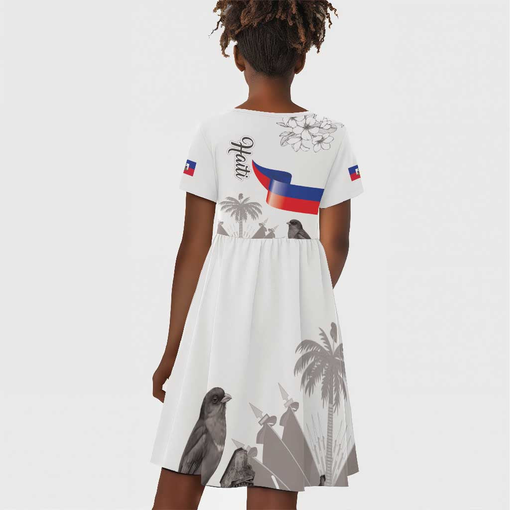 Afro-Haitians Citadelle Laferriere Kid Short Sleeve Dress Hispaniolan Trogon and Plumeria LT19