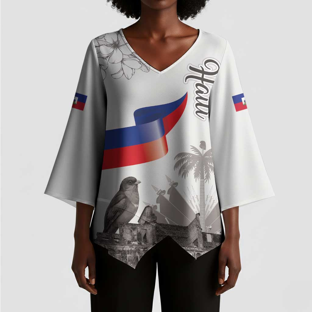 Afro-Haitians Citadelle Laferriere Kimono Sleeve Blouse Hispaniolan Trogon and Plumeria