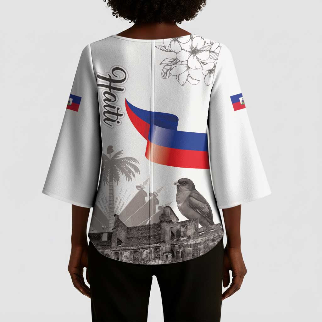 Afro-Haitians Citadelle Laferriere Kimono Sleeve Blouse Hispaniolan Trogon and Plumeria