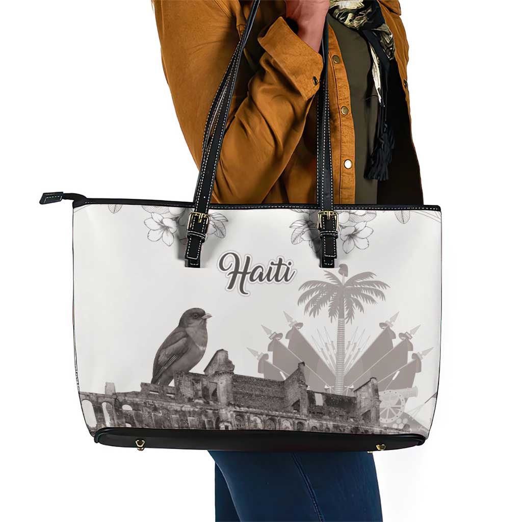 Afro-Haitians Citadelle Laferriere Leather Tote Bag Hispaniolan Trogon and Plumeria - African Pride