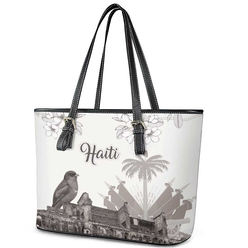 Afro-Haitians Citadelle Laferriere Leather Tote Bag Hispaniolan Trogon and Plumeria - African Pride