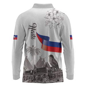 Afro-Haitians Citadelle Laferriere Long Sleeve Polo Shirt Hispaniolan Trogon and Plumeria - African Pride