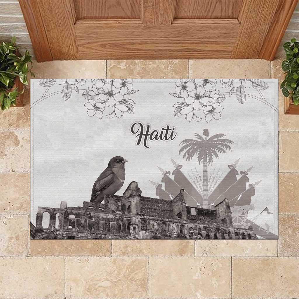 Afro-Haitians Citadelle Laferriere Rubber Doormat Hispaniolan Trogon and Plumeria - African Pride